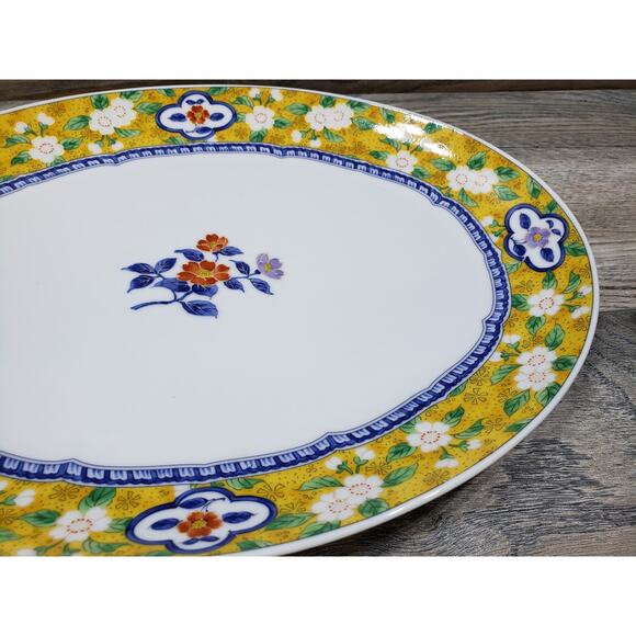 Vintage Japanese Oval Floral Serving Dish Plate - Picture 2 of 7